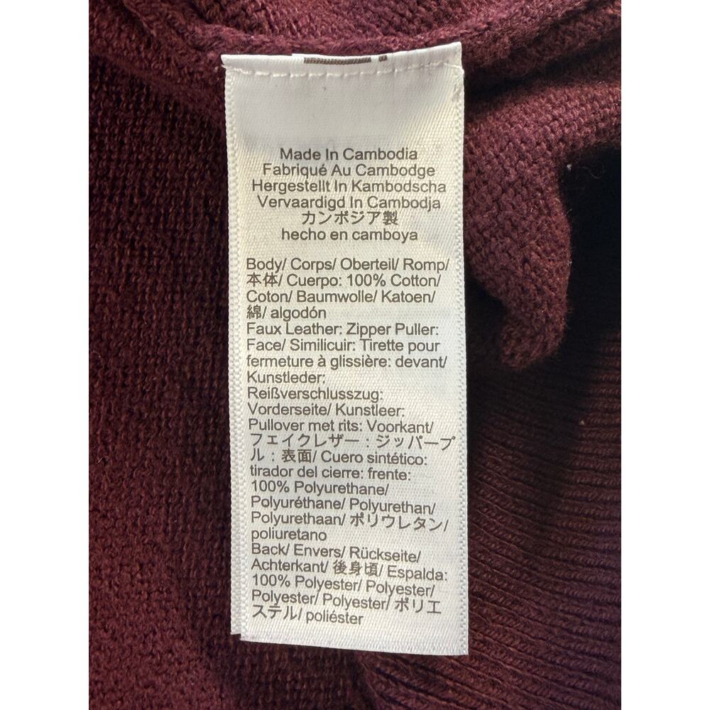 J.Crew BF091 Cotton Quarter-Zip Sweater Burgundy Gray Collar Mens XXL - Picture 6 of 8
